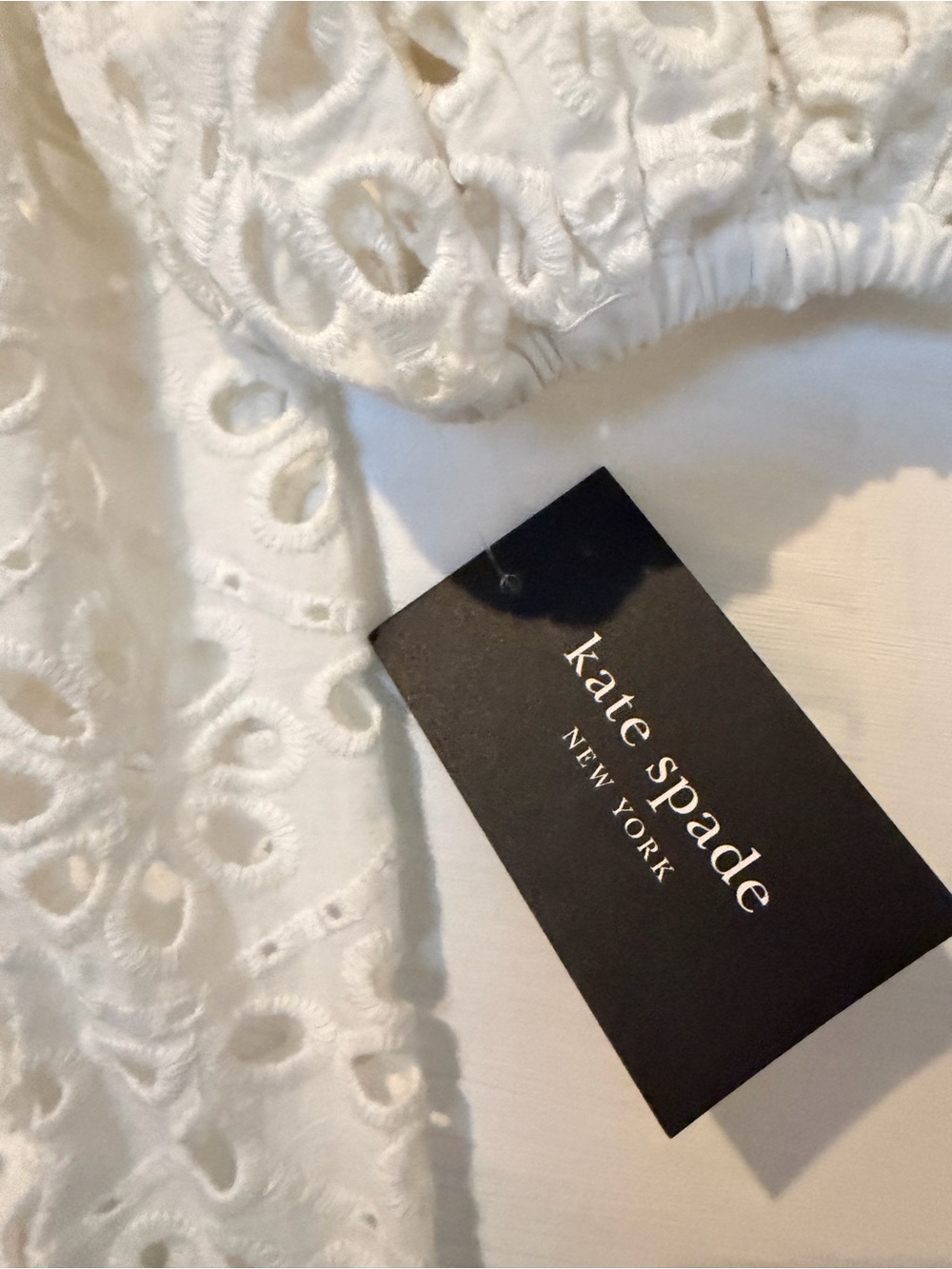 kate spade White Eyelet V-Neck Swim Coverup with Balloon Sleeves eyelet cover up - Picture 7 of 16